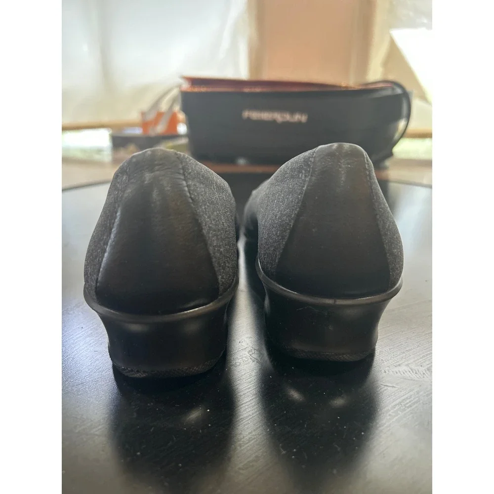 ECCO Soft 7 Wedge Pump Women 38 Charcoal Gray Excellent Slip On Low Heel